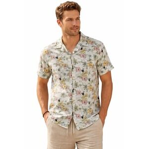 Benson Men's Tropical Floral Button Up Shirt Small NWT Hawaiian Shirt Palm Print